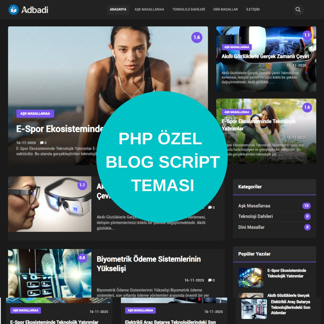 PHP Blog Yazılımı + Tema – Yönetim Panelli, SEO ve Mobil Uyumlu