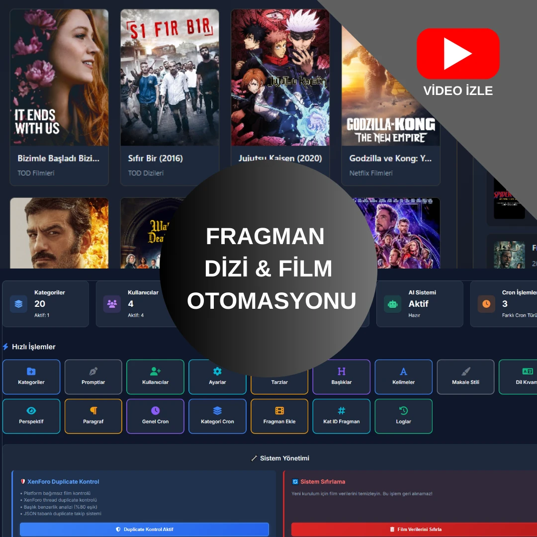 Film & Dizi Fragman Otomasyonu